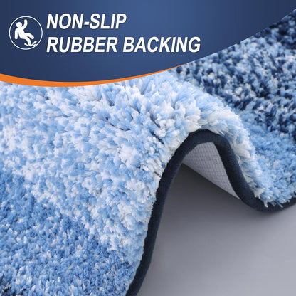 OLANLY Bathroom Runner Rugs 47x17, Extra Soft Absorbent Microfiber Bath Rugs, Rubber Backing, Quick Dry, Machine Washable Bath Mats for Bathroom Floor, Tub and Shower, Home Decor Accessories, Navy