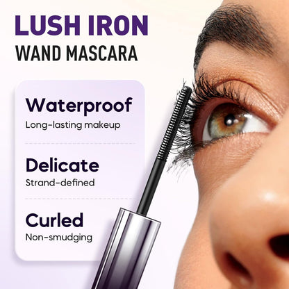 Iron Wand Mascara, 2025 New Metal Wand Mascara Volume and Length Waterproof, Long-Lasting 3D Curling Eyelash Lash Extensions Iron Mascaras (Black)
