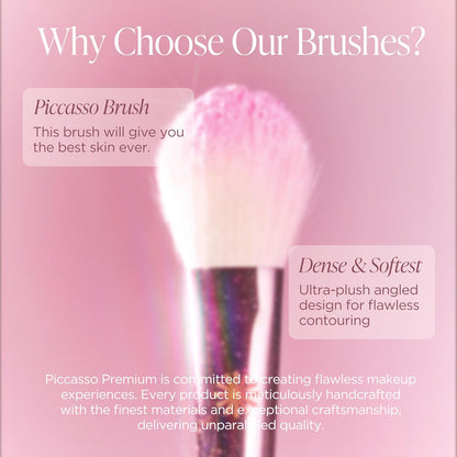 Piccasso 116 Highlighter Brush – Soft Goat Hair Makeup Brush for Face, Ideal for Highlighting Cheekbones, Nose, and Jawline, Fluffy Blush Brush for Natural Glow, Professional Korean Beauty