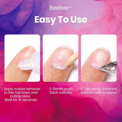 Beetles 40ml Cuticle Remover PRO: Fast Drying Cuticle Remover Softener Liquid, Gently Removes Dead Skin & Overgrown Cuticles, for Nail Technicians & DIY Manicure Lovers