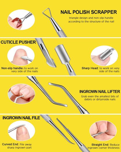 MORGLES Nail File and Buffer Blocks with Nail Care Kit, 13 Pcs Manicure Kit for Women with Milk and Honey Cuticle Oil and Cuticle Trimmer Set