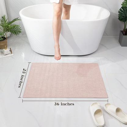 chakme Bathroom Rugs Mat 36x25, Ultra Thin Non Slip Bath Mat Large Quick Dry Absorbent Bath Mat for Bathroom Floor, (Pink, 36"x25")