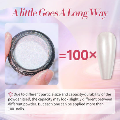 BORN PRETTY White Pearl Chrome Nail Powder And Chameleon Aurora Nail Powder Pigment Mermaid Pigment Pearl Glitter Dust Kit,Nail Art Decoration 2Boxes