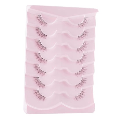 Natural Half Lashes Cat Eye Eyelashes 13MM False Eyelashes Natural Corner Lashes Wispy 3D Volume Half Eyelashes Pack with Thin Cotton Band 3/4 Lashes Extension 7 Pair Siligli