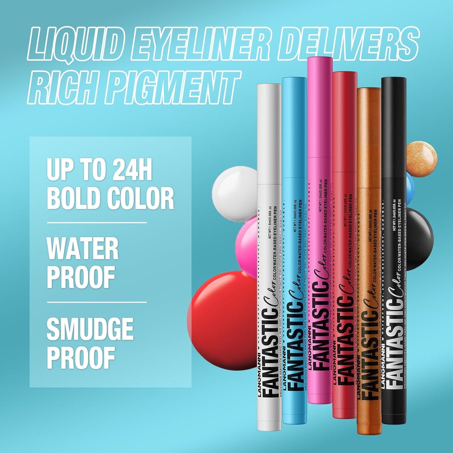 LANGMANNI 4 Colors Matte Liquid Eyeliner Set, Neon Colorful Pigmented With Long-lasting, Smudgeproof & Waterproof Eye Liner Makeup for Bold & Stunning Looks - Gift for Girls(#789101112)