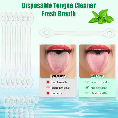 50 Count Disposable Tongue Scraper, Plastic Tongue Cleaner for Adults and Kids, Tongue Scrubber for Oral Care, Promote Fresh Breath