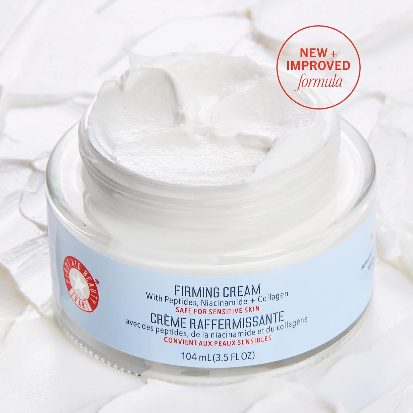 First Aid Beauty - Firming Collagen Cream with Peptides & Niacinamide, Ultra-Rich Plumping Moisturizer, Hydrates & Visibly Firms, Non-Comedogenic, Safe for Sensitive Skin, 3.5 oz
