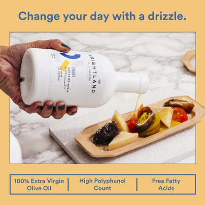 Brightland California Olive Oil Extra Virgin, The Duo – First Cold-Pressed Olive Oil Made with Early-Harvest Olives – Polyphenol Rich & Artfully Crafted - 12.7fl oz Bottles (Pack of 2)