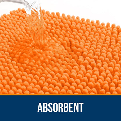 OLANLY Bathroom Rugs 30x20, Extra Soft Absorbent Chenille Bath Rugs, Rubber Backing Quick Dry, Machine Washable Bath Mats for Bathroom Floor, Tub and Shower, Home Decor Accessories, Orange