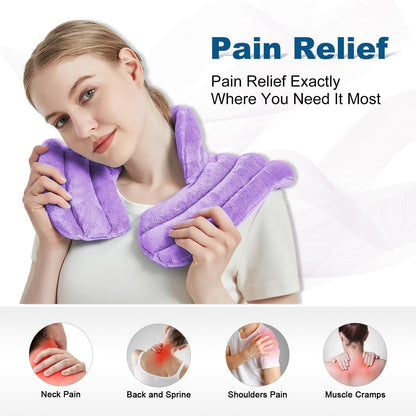 Neck Heating Pad Microwavable for Shoulders, Warmer Wrap Microwave Heating Pad for Neck and Shoulders for Pain Relief (Purple)