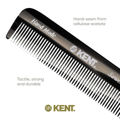 Kent FOT Black Graphite Fine Tooth Beard Comb - 4.5" Handmade Pocket Travel Comb for Men - Styling Combs for Fine or Thinning Hair, Mustache and Beard Care and Hair Care Kent