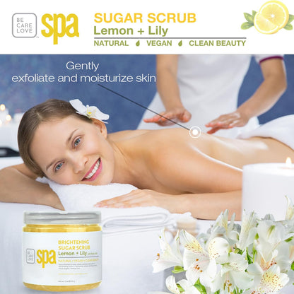 BCL SPA Sugar Scrub for Deep Hydration & Exfoliation with Certified Organic Ingredients for Professional and Home Use (16 oz, Lemon and Lily)