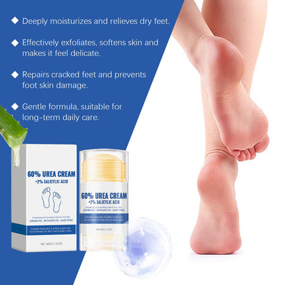 60% Urea Hydrating and Anti-Cracking Foot Cream, 2026 NEW Moisturising and Relieves Cracking and Dryness Foot Cream, Repairs and Hydrates Foot Care Stick for Dry Cracked Feet Knees Elbows Hands (2)