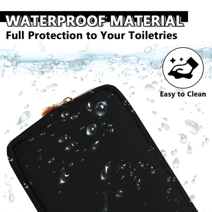 Waterproof Small Makeup Pouch for Purse,Nylon Travel Toiletry Storage Pouch Cute Preppy Cosmetic Bag for Women Girl,Waterproof Makeup Organizer Skincare Bag Purse with Zipper(Small-Black)