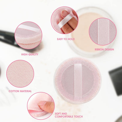 12PCS Makeup Powder Puffs Pink Cotton Powder Puffs Round Powder Puff for Makeup Face Powder Velour Puffs for Loose Powder Washable(pink
