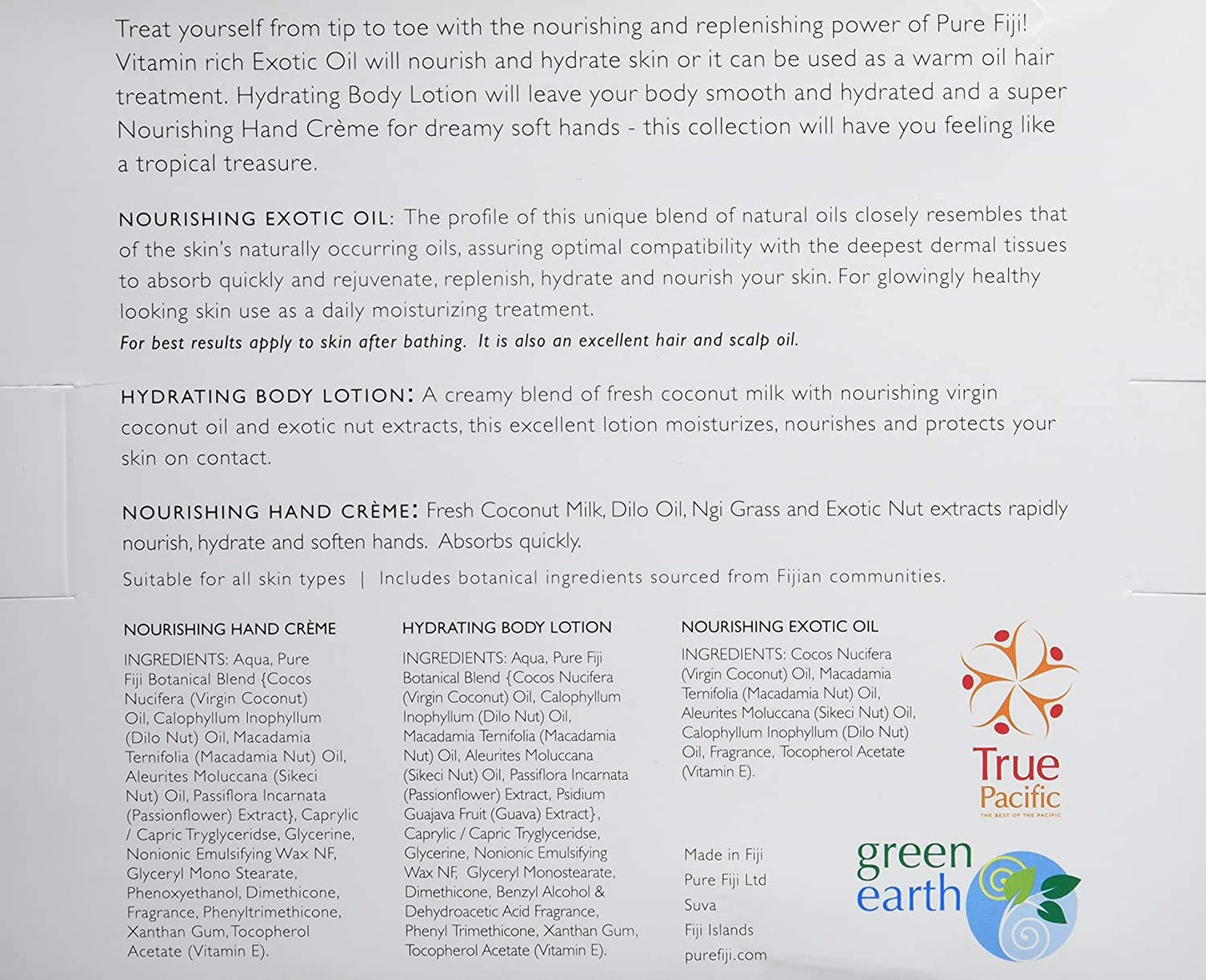 Pure Fiji Nourishing Trio, Ideal Spa Bath Gift Set for Women - Travel Kit - Includes Exotic Body Oil , Hydrating Body Lotion For Women and Nourishing Hand Cream, Mango Scent