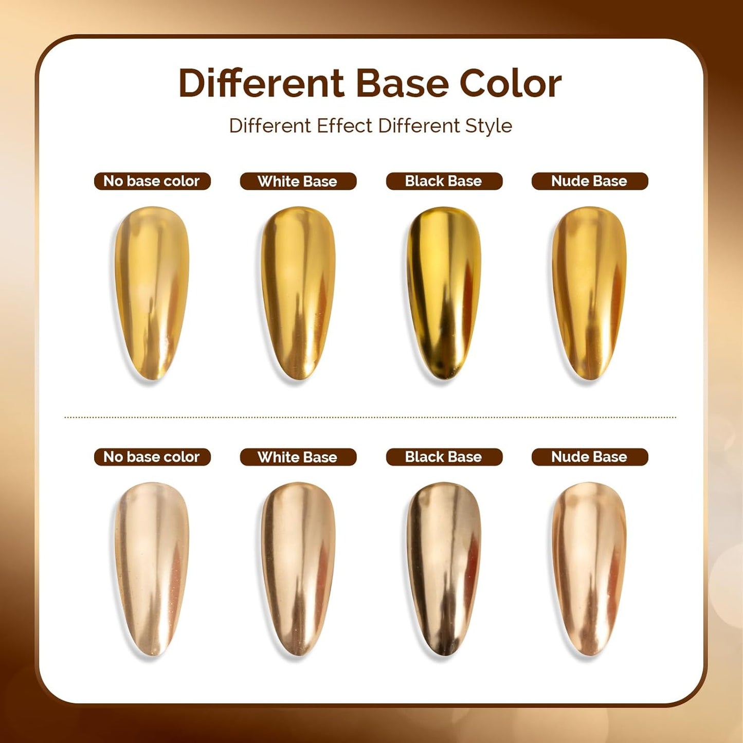 MelodySusie 2Pcs Chrome Nail Powder for Gel Nails,Metallic Mirror Effect Pigment Stylish and Technological Fine Glitter for Home DIY Salon Use