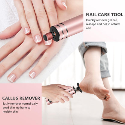EAONE Portable Electric Foot File-Callus Remover for Feet, Professional 2 in 1 Foot/Nail Filer -Digital Display for Battery Level & 9 Speed Control-Rechargeable Pedicure Tool for Dead Skin (Rose Gold)