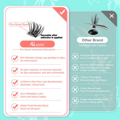 No Glue Needed Lashes, Self Adhesive Eyelashes, DIY Lash Eyelash Extensions Kit 10‑18mm,100pcs Fluffy D Curl Soft Natural Lashes with Tweezers–Fake Cat Eye Wispy Individual Clusters NG2031-1