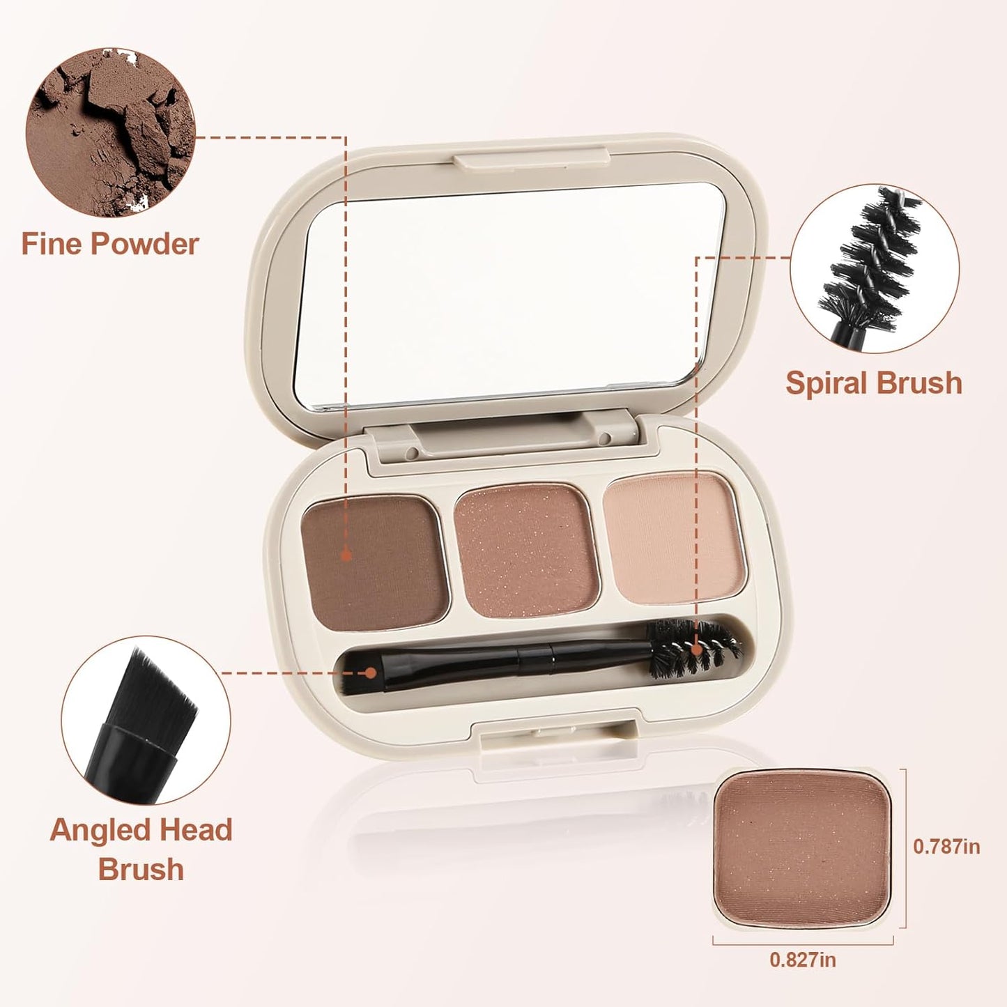 3 Colors Eyebrow Powder Set, Brow Powder Makeup Palette, Defining and Sculpting Brows, Waterproof Eye Contour Kit with Brush Applicator