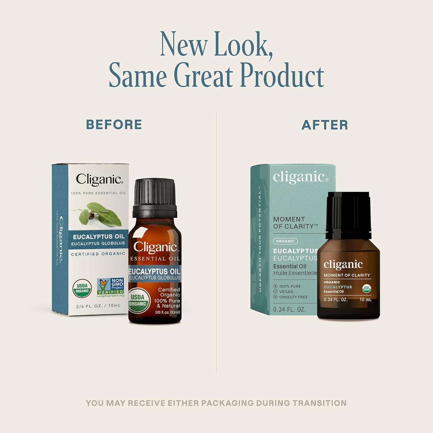 Cliganic USDA Organic Eucalyptus Essential Oil, 100% Pure | Natural Aromatherapy Oil for Diffuser Steam Distilled | Non-GMO Verified (Packaging May Vary)