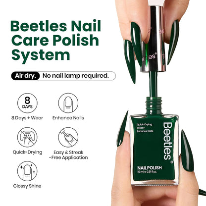 Beetles Fir Greenery Nail Polish, 1Pcs 15ml Fast Drying & Long Lasting Winter Nail Polish Dark Green Nail Lacquer Gift for Women