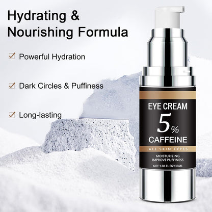 5% Caffeine Eye Cream for Dark Circles & Puffiness, Under Eye Cream for Dark Circles with Caffeine, Eye Cream Anti Aging, Reduce Wrinkles, Fine Lines, Eye Bags, Hydrating Eye Cream for Men & Women