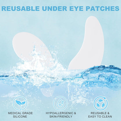 Under Eye Patches 2 Pairs, Silicone Reusable Eye Patches, Under Eye Mask for Skin Care Effect to Reduce Wrinkles and Fine Lines (White)