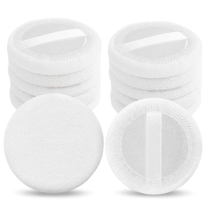 12PCS Makeup Powder Puffs Pink Cotton Powder Puffs Round Powder Puff for Makeup Face Powder Velour Puffs for Loose Powder Washable(white