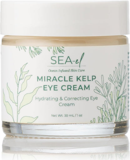 Miracle Sea Kelp Eye Cream Hydrating & Correcting Yerba Mate Caffeine & Hyaluronic Acid for Dark Circles Bags & Puffiness - Daily Anti Aging Moisturizer for Women & Men, Vegan - 1 Oz