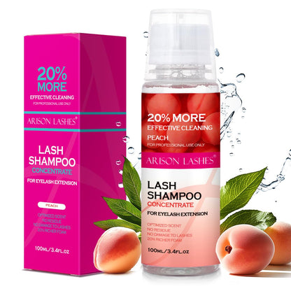 ARISON LASHES Lash Shampoo Concentrate for Lash Extensions 100ML Eyelash Cleanser Concentrate Oil-Free Eyelash Extension Shampoo with Salon Home Care(Peach)