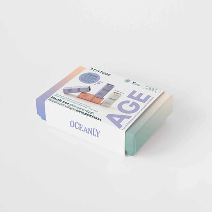 ATTITUDE Oceanly Aging Skin Daily Facial Care Routine Box Set, EWG Verified, Plastic-free, Plant and Mineral-Based Ingredients, Vegan and Cruelty-free, PHYTO AGE, Set of 4 Travel Size Bars