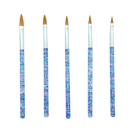 5pcs Nail Art Brushes Set, Nail Art Design Pen Painting Tools with Nail Extension Gel Brush, Nail Polish Brush, Builder Nail Gel Brush, Nail Dotting Pen Salon at Home Diy Manicure (Blue)