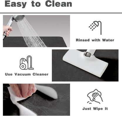 Bath Mat, Bathroom Rugs Non Slip Washable Thin Absorbent Quick Dry Bath Mat Fits Under Door Bathroom Floor Mat Perfect for Bath, Shower, or Sink 36"x60" Black