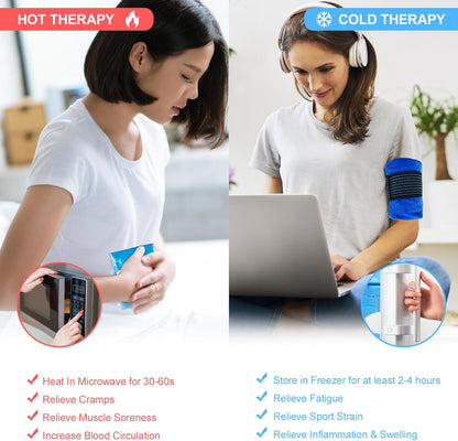 Reusable Gel Ice Packs for Injuries 2 Pack with Wrap, 6.3"x5.1", Hot Cold Soft Flexible Ice Freezer Pack, Cold Compress Therapy for Pain Relief, Surgery Recovery, Knee, Wrist, Ankle, Foot, Elbow, Shin