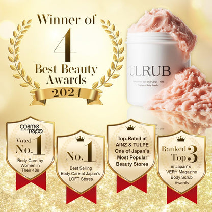 ULRUB Body Scrub 460g Perfumed Scrub Dark Spots Intimate Areas Knees Arms Dead Skin Cells Elbows Heels CICA Extract Placenta Vitamin C Body Smoother Gift CHURACOS Japan For Women ULRUB ulrub