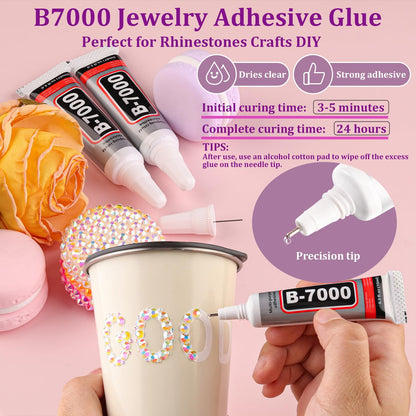 30000Pcs Resin Rhinestones for Bedazzling with Tweezers, Transparent AB Rhinestones for Crafting with B7000 Jewelry Glue for DIY Crafts Clothing Tumblers Shoes Fabric Nail Art