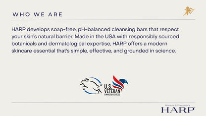 HARP pH-Balanced (5.0-6.0) Body Wash Bar. ZERO saponified oils. Protects Moisture Barrier. Gentle for Sensitive/Dry skin. + Shea Butter/Borage Oil. Non-Comedogenic. FRESH SPORT Fragrance.