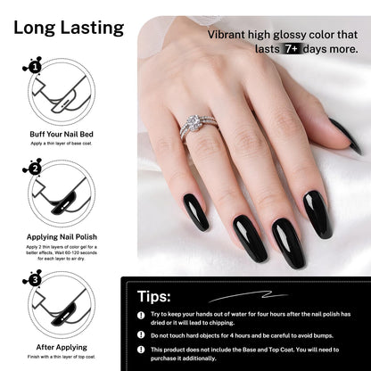 16.5ml Black Nail Polish Large Volume Quick Drying Nail Polish, Fast Drying and Long Lasting Color Nail Art DIY Home Manicure Gift for Women