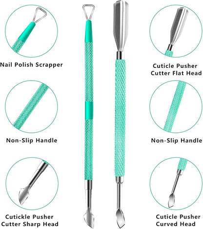 Cuticle trimmer with cuticle pusher