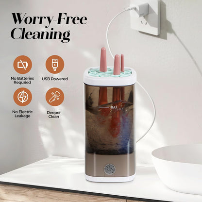 Electric Makeup Brush Cleaner and Dryer – Fast, Automatic Deep Cleaning Machine for All Brush Sizes, USB Rechargeable, Portable for Home & Travel