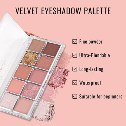 Erinde 10 Color Eyeshadow Palette Makeup - Matte Shimmer Glitter Eye Shadow, Ultra-Blendable, High Pigmented, Naturing-Looking, Neutral Nude Eyeshadow Palette with Professional Brush, Warm Sunshine