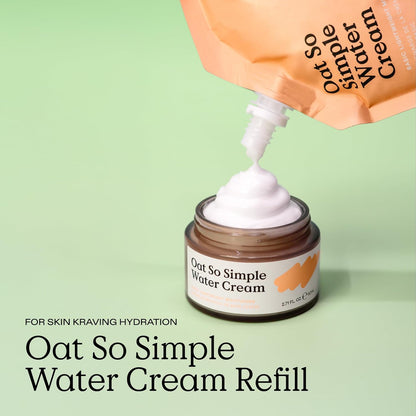 KraveBeauty Oat So Simple Water Cream Refill, Enriched With Oat & Squalane To Soothe & Lock In Moisture, Everyday Moisturizer, For All Skin Types, Vegan & Cruelty Free, 6.76 fl oz