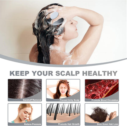 Silicone Scalp Massager, Scalp Scrubber for Hair Growth with Soft Bristles, Scalp Exfoliator Brush Dandruff Removal Shampoo Brush for Wet Dry Scalp Care (Grey)