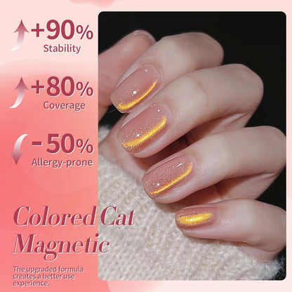 Born Pretty Cat Magnetic Eye Gel Nail Polish Rainbow Aurora Cat Magnetic Gel Polish Firefly Red Gold Cat Magnetic Eye Gel Manicure Nail Art DIY 15ml