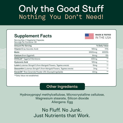 Adapt Naturals Inner Radiance Hair Skin and Nails Vitamins for Women and Men with Biotin, Collagen, Hyaluronic Acid, Vitamin C & Ceramides - Thicker Hair, Stronger Nails & Hydrated Skin Supplement