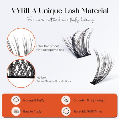 Lash Clusters-VYRILA 0.07mm Wispy Eyelashes C Curl Eyelash Clusters 8-14mix Individual Lashes Extension DIY at Home (30P+S05 192pcs-8-14mix)