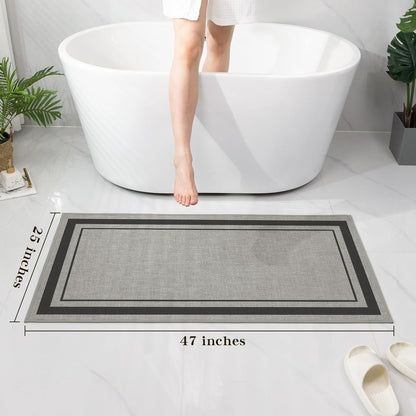chakme Bathroom Rugs Mat 47x24, Ultra Thin Non Slip Bath Mat Large Quick Dry Absorbent Bath Mat for Bathroom Floor, (Dark Grey, 47"x24")