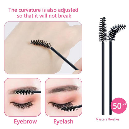 Buqikma Lash Shampoo for Lash Extensions, Mini Lash Fan 2.11Floz Rich Foam Eyelash Shampoo 50 Pcs Eyelash Brush and Rinse Bottle for Eyelash Wash Remover Lash Extension Cleanser for Home Use (Black)