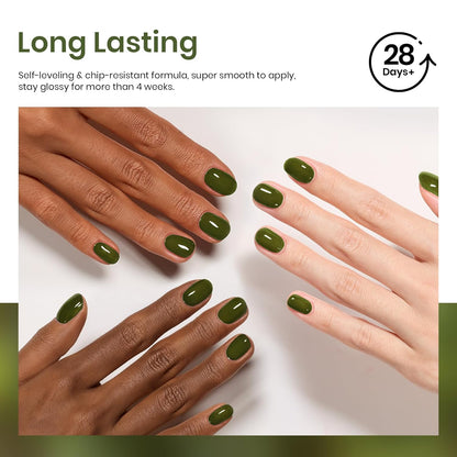 Beetles Green Gel Nail Polish - 15ml Olive Green Natural Jelly Gel Polish Fall Color Sheer Translucent Effect Soak Off UV Nail Art DIY Manicure Gift for Women
